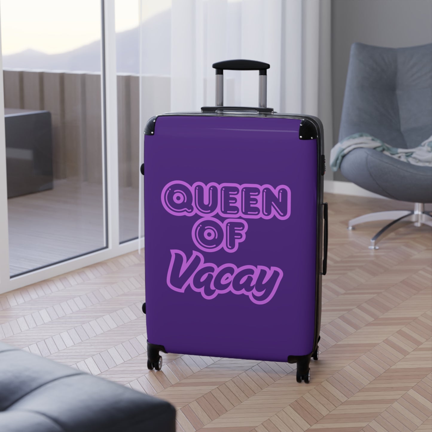 Purple Queen of Vacay Carry-On Suitcase