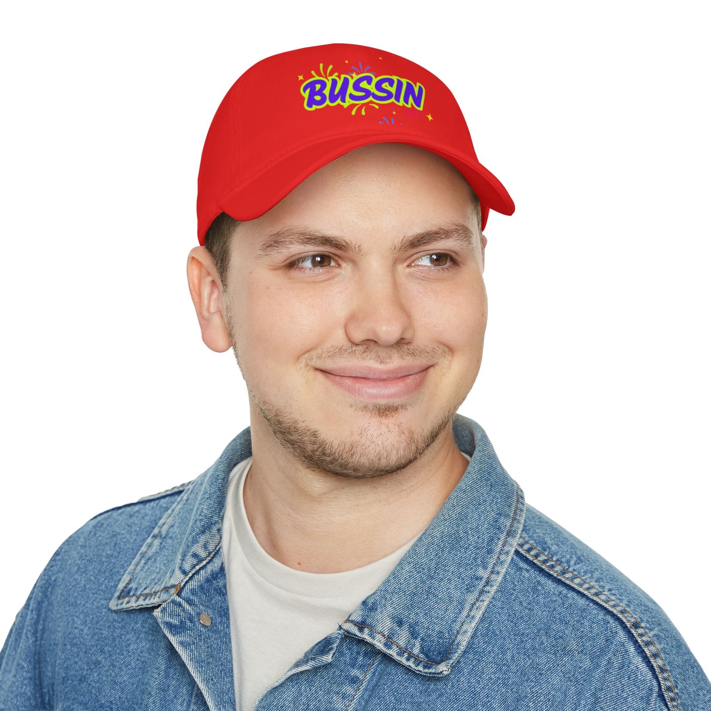 Bussin Low Profile Baseball Cap - Fun Red Cap for Casual Outings & Celebrations