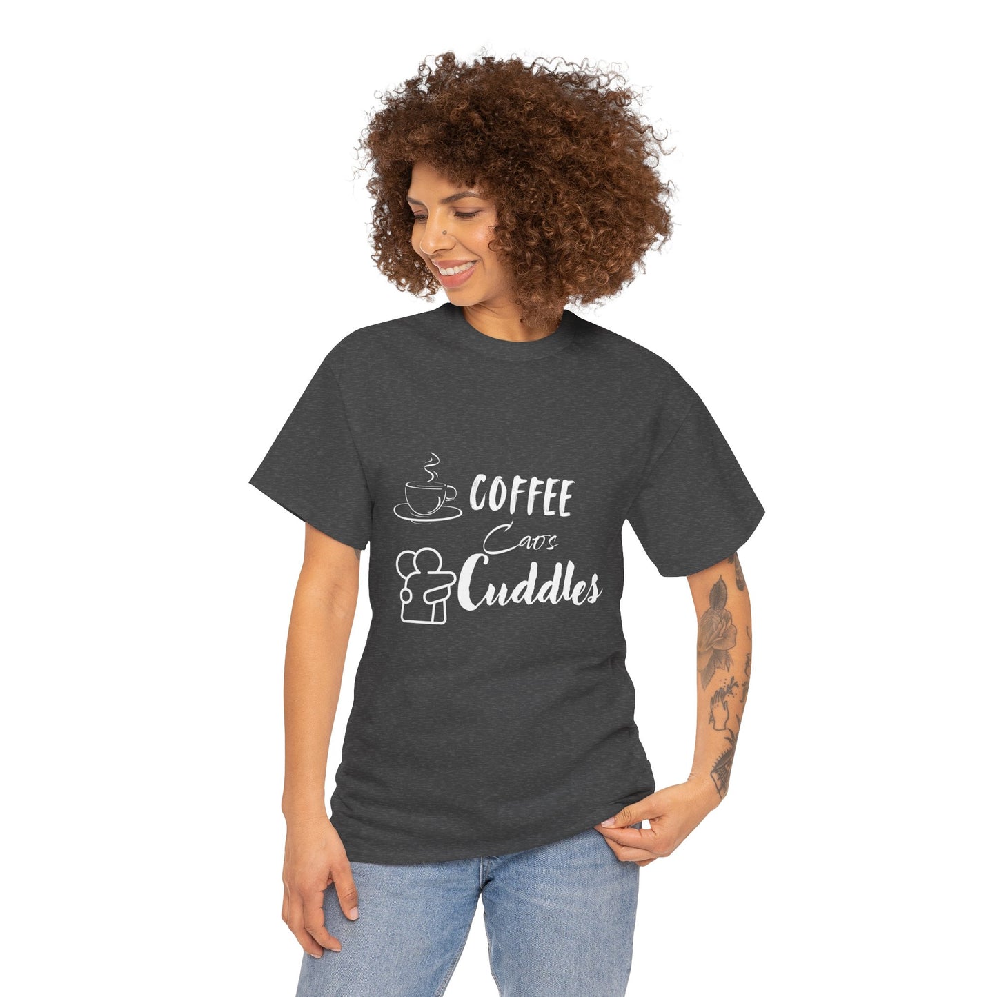 Cozy Coffee Cuddles Unisex Heavy Cotton Tee- Women