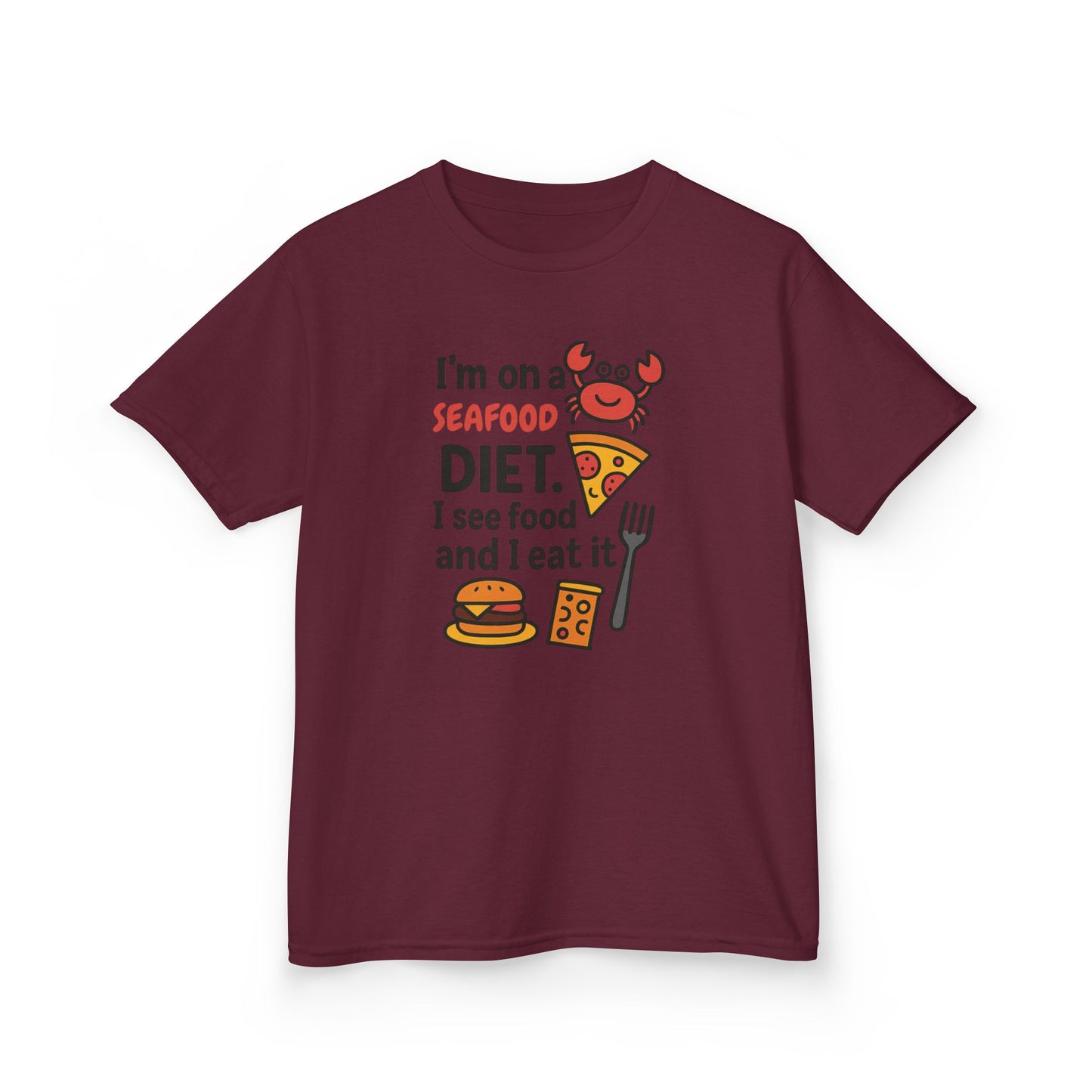 Kids Seafood Diet Tee - Fun Humor Shirt for Seafood Lovers, Birthday Gift, Cute Graphic T-Shirt, Children's Casual Wear, Party Outfit