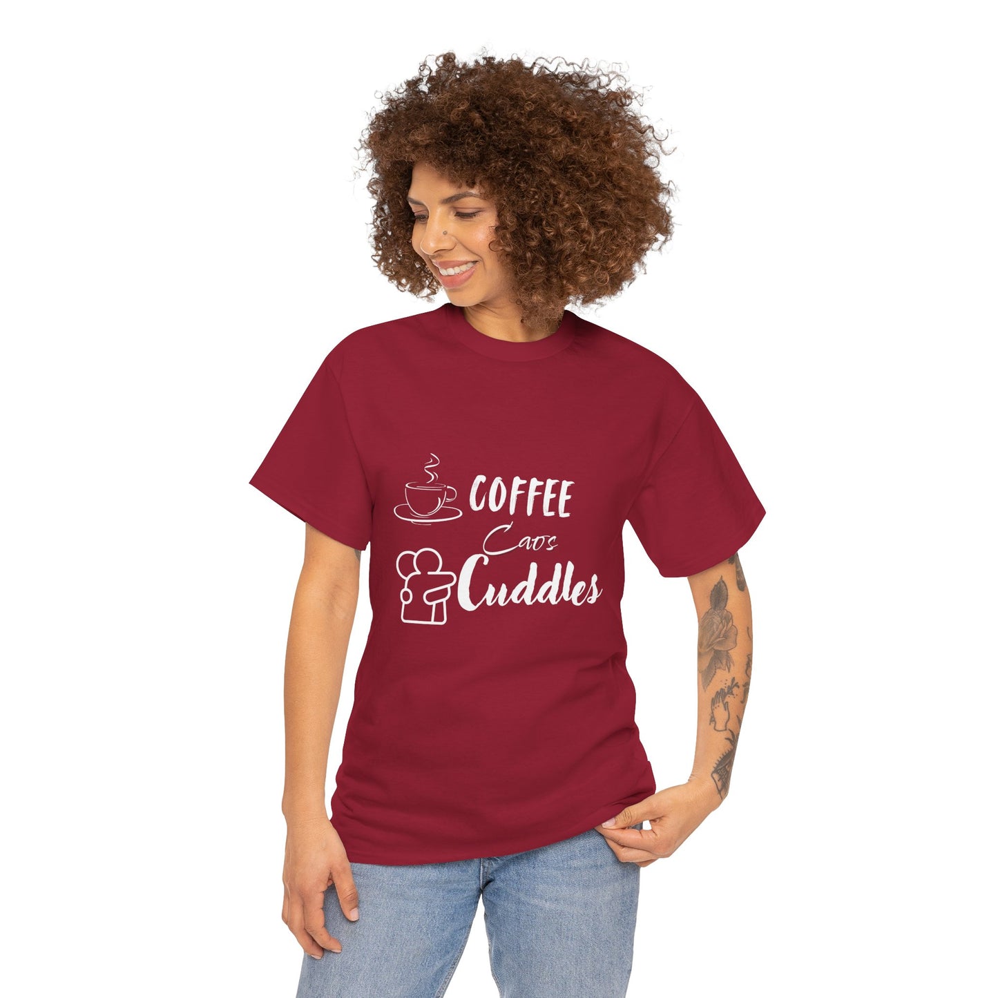 Cozy Coffee Cuddles Unisex Heavy Cotton Tee- Women