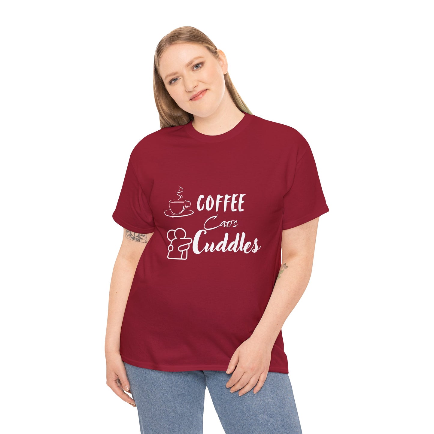 Cozy Coffee Cuddles Unisex Heavy Cotton Tee- Women