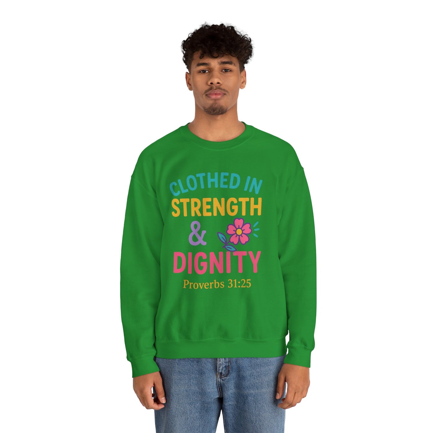 Strength & Dignity Sweatshirt for Women - Inspirational Crewneck, Perfect Gift for Moms, Birthdays, Encouragement, Proverbs 31:25