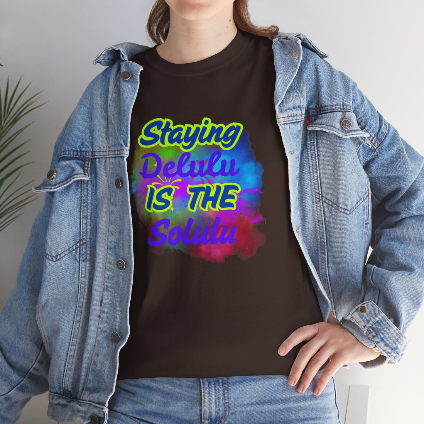 Colorful Staying Delulu Unisex Heavy Cotton Tee - Fun and Relaxed Vibe