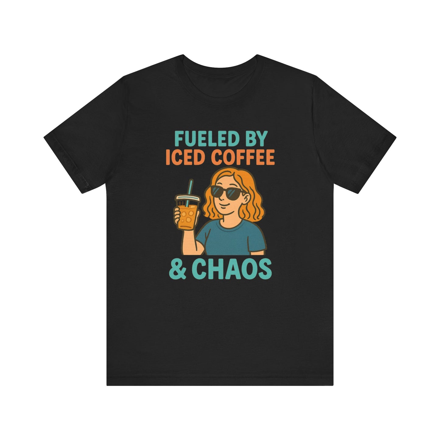 Fueled by Iced Coffee Unisex Tee, Summer Vibe Shirt, Coffee Lover Gift, Casual Wear, Gift for Friends, Funny Graphic Tee
