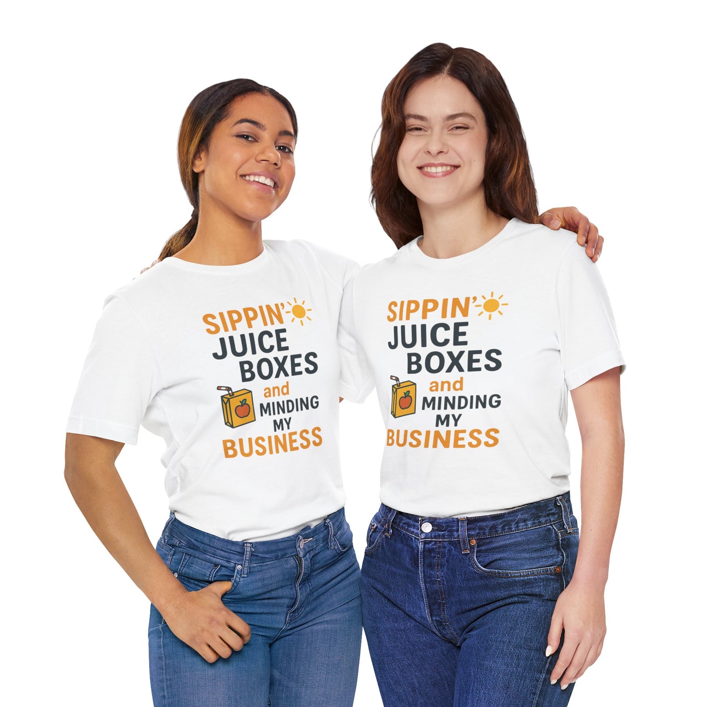 Sippin' Juice Boxes Graphic Tee, Fun Summer Shirt, Cute Gift for Kids, Playful Family Outing Top, Refreshing Summer Attire