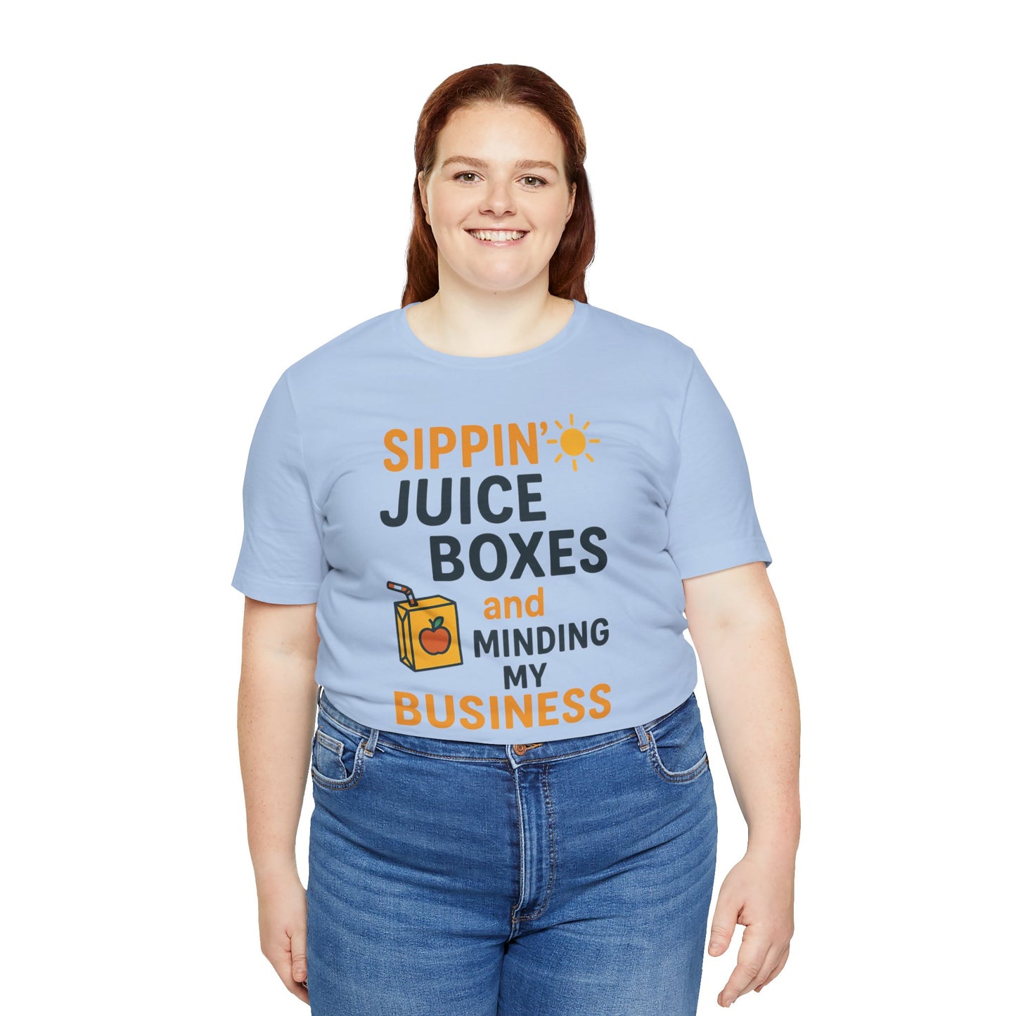 Sippin' Juice Boxes Graphic Tee, Fun Summer Shirt, Cute Gift for Kids, Playful Family Outing Top, Refreshing Summer Attire