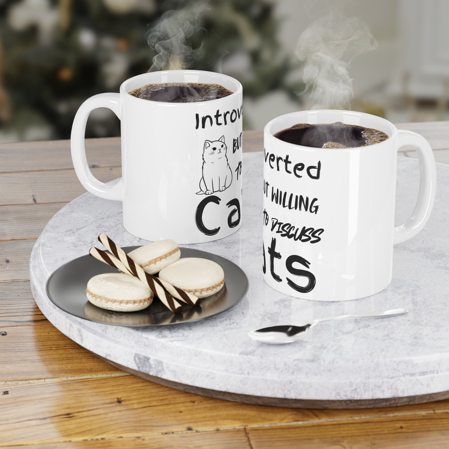 Introverted But Willing to Discuss Cats Ceramic Mug - Perfect Gift for Cat Lovers