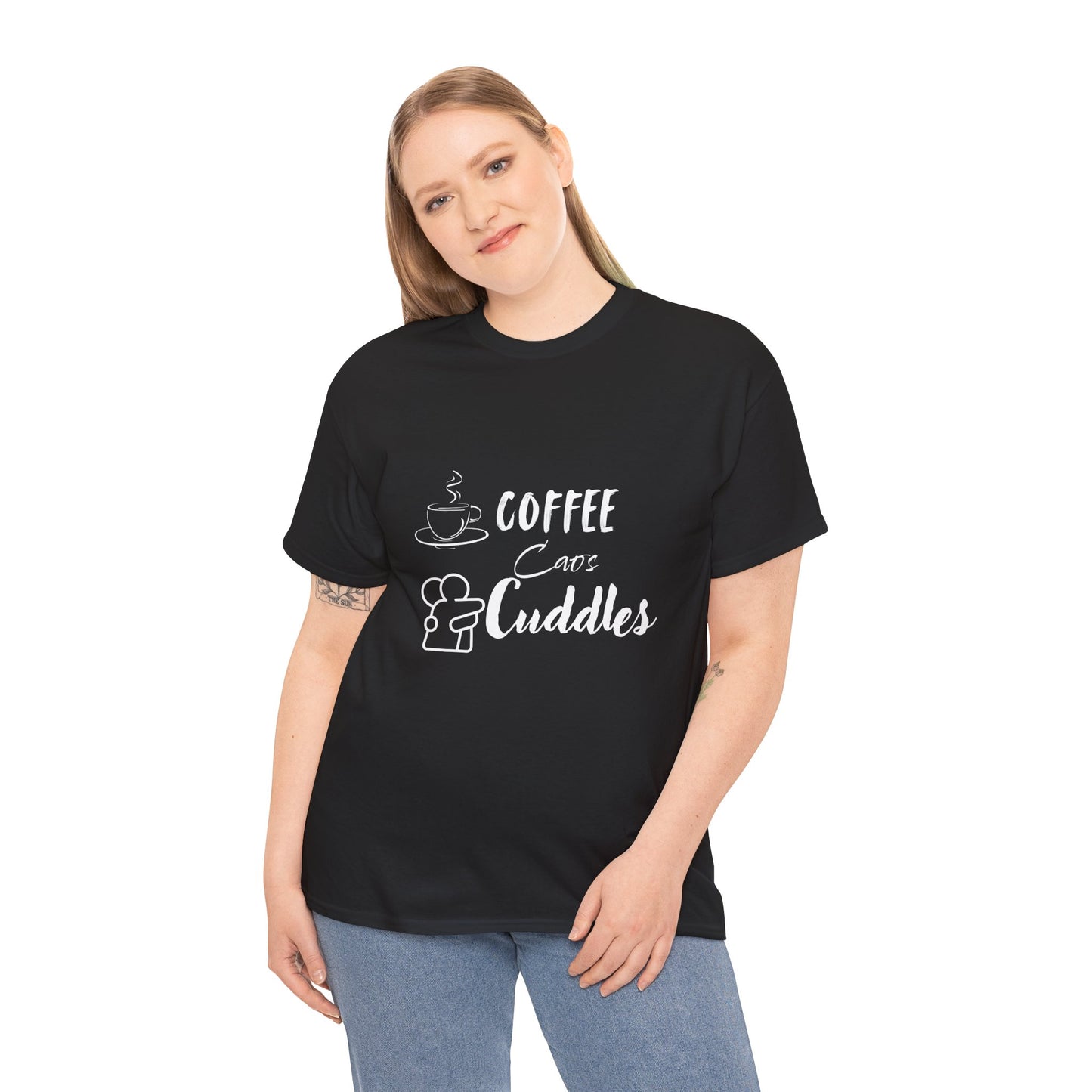 Cozy Coffee Cuddles Unisex Heavy Cotton Tee- Women