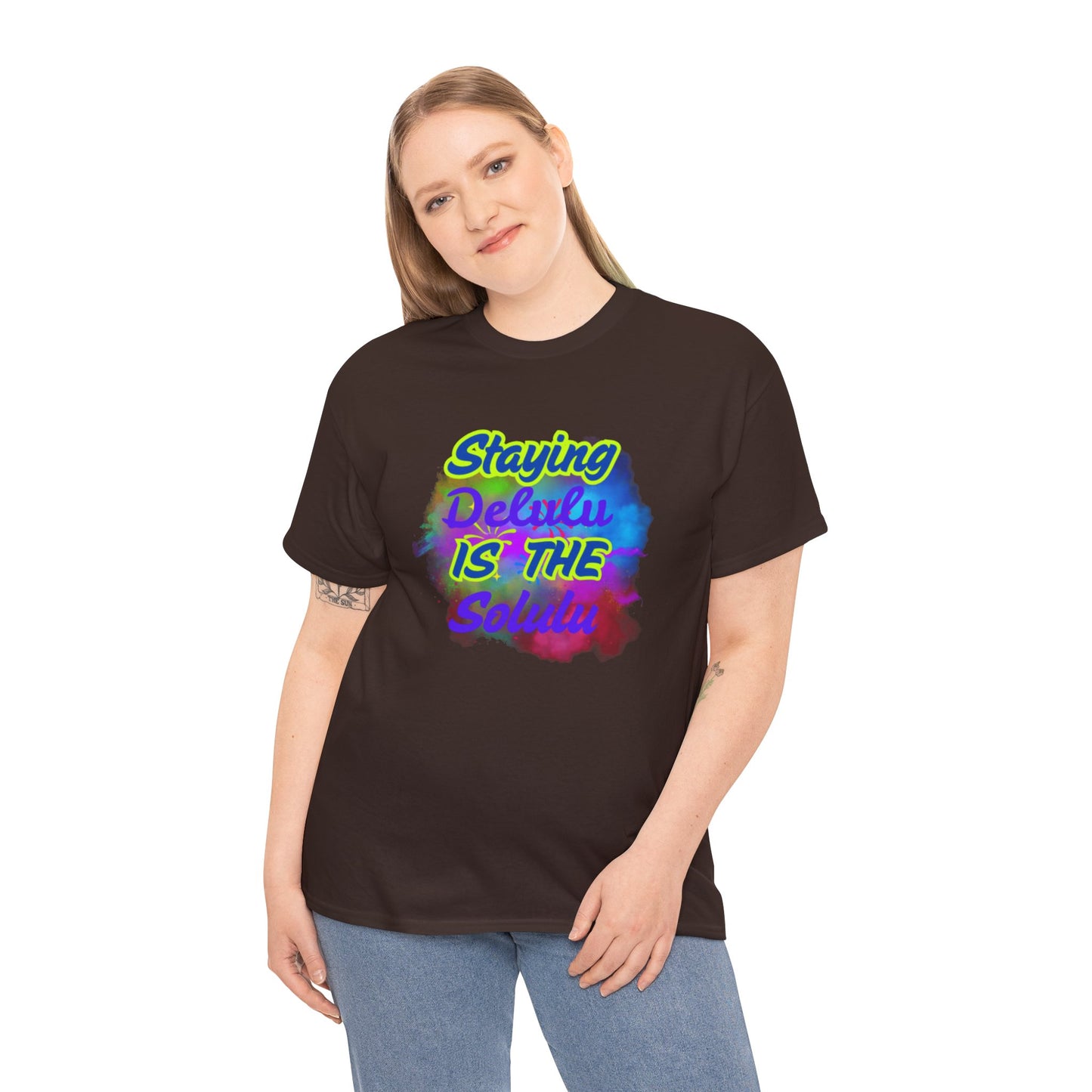 Colorful Staying Delulu Unisex Heavy Cotton Tee - Fun and Relaxed Vibe