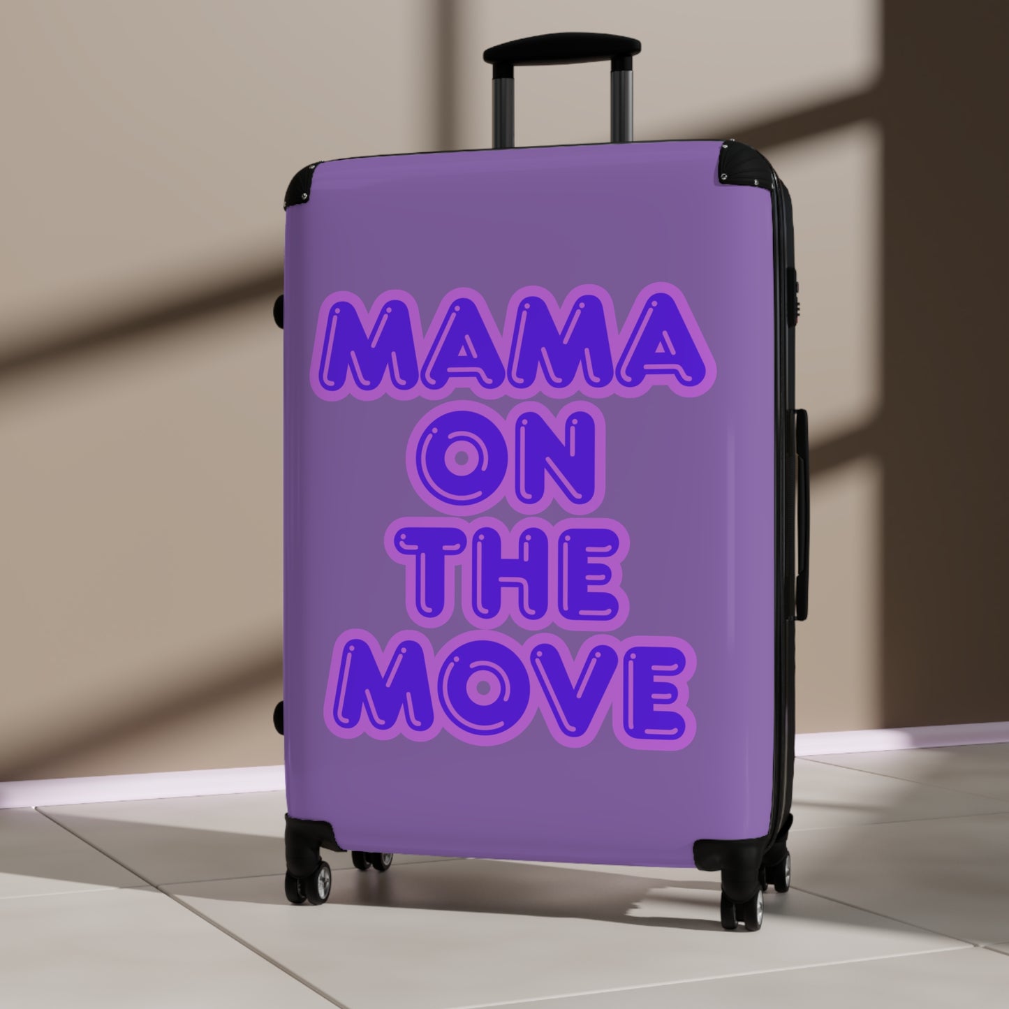Purple Stylish Travel Suitcase - 'Mama On The Move' Luggage for Moms on the Go