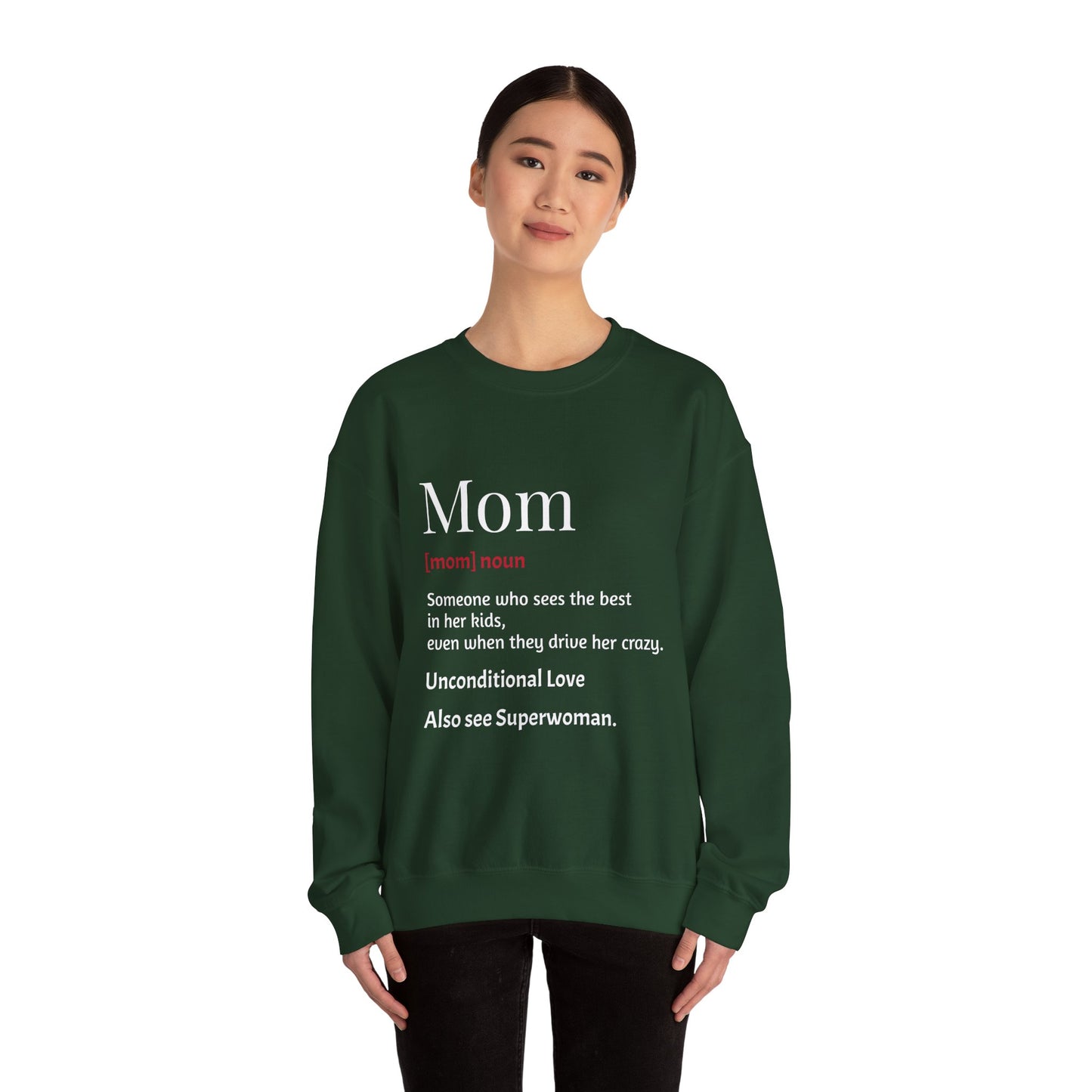Mom Definition Crewneck Sweatshirt, Gift for Mom, Mother's Day Sweatshirt, Unconditional Love Apparel, Cozy Gift for Moms