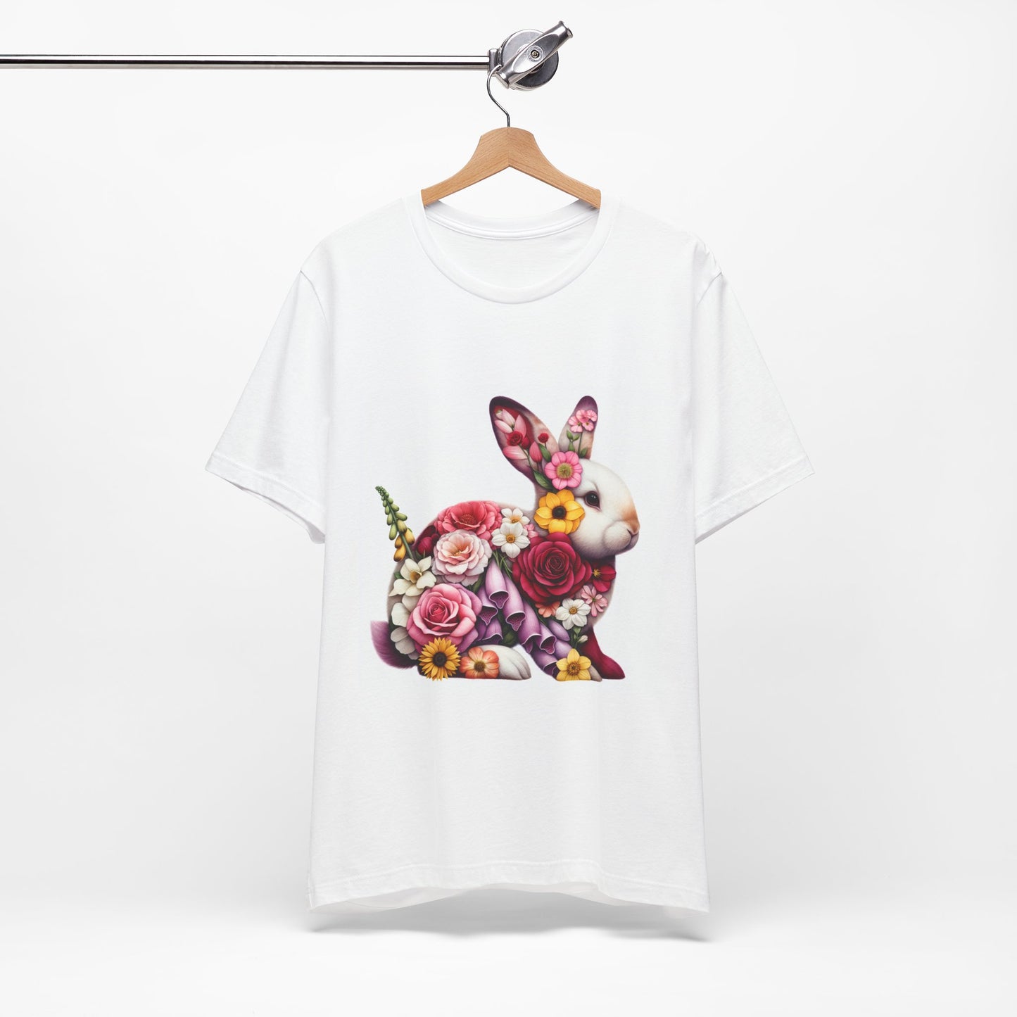 Floral Bunny Unisex T-Shirt, Spring Outfit, Easter Gift, Nature Lover Shirt, Cute Animal Tee, Vintage Floral Graphic Tee