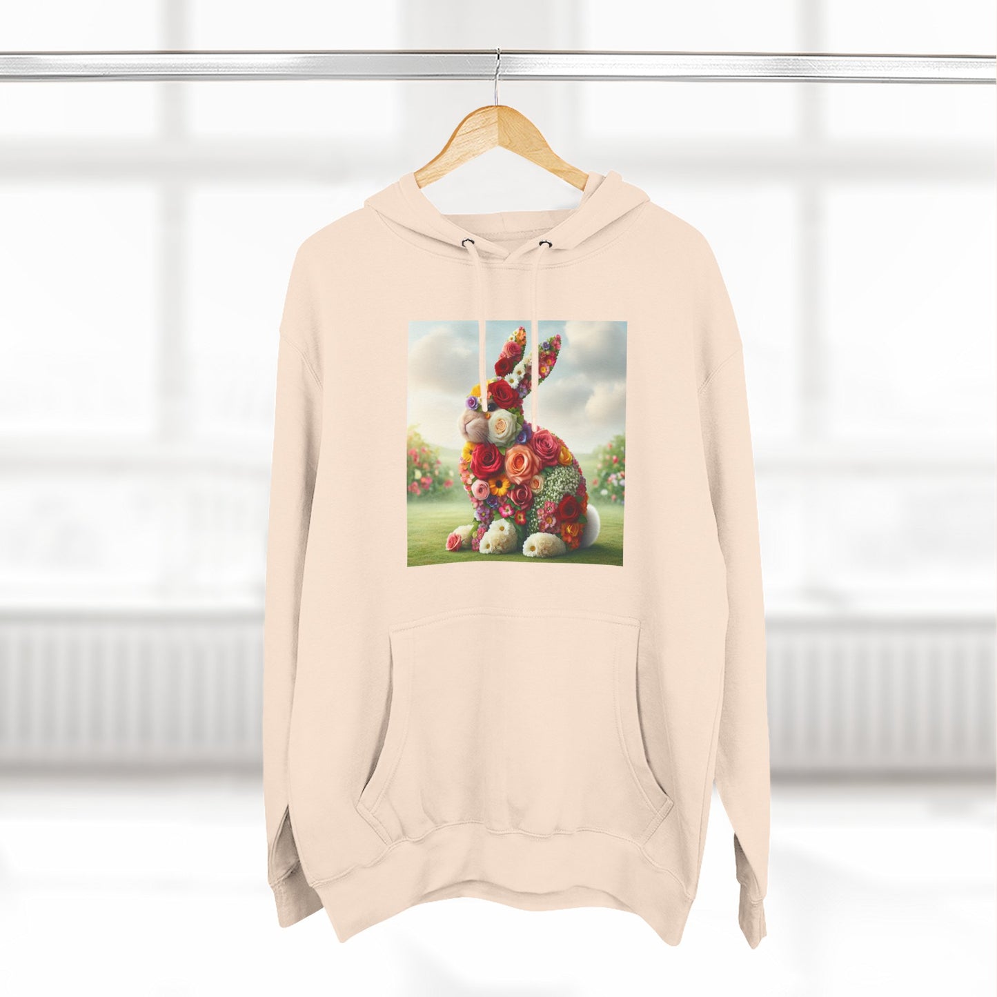 Whimsical Bunny Fleece Hoodie, Cozy Spring Hoodie, Easter Gift, Cute Rabbit Sweatshirt, Fun and Comfy Hoodie