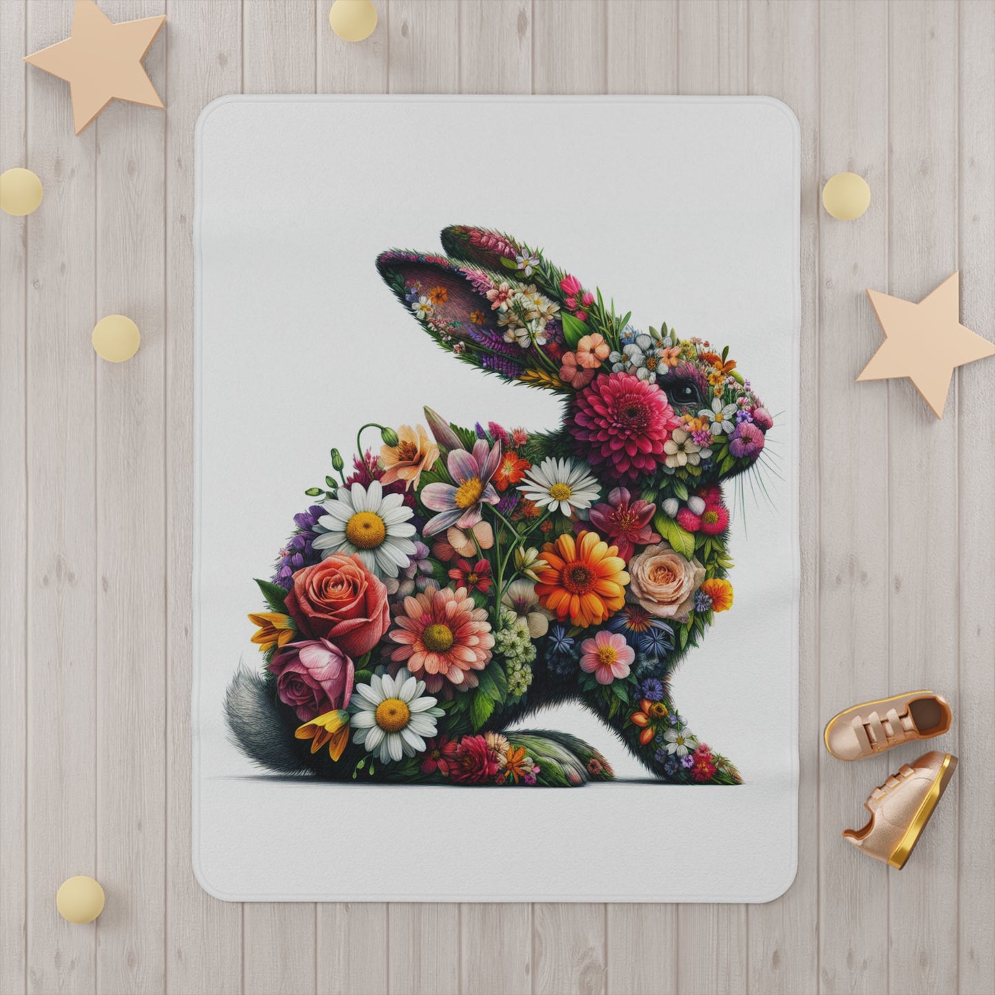 Floral Bunny Toddler Blanket - Soft Cozy Nursery Decor for Baby Showers, Easter, Birthdays, Playtime, and Gifts