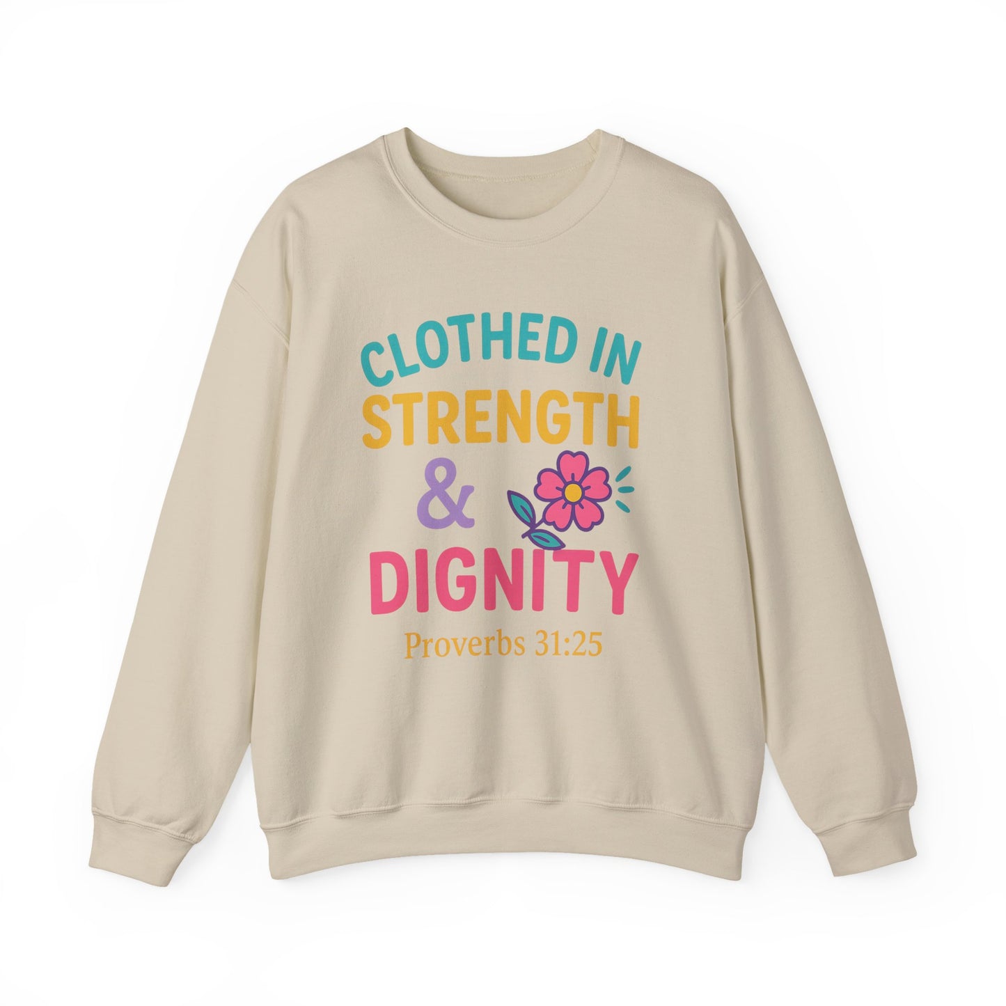 Strength & Dignity Sweatshirt for Women - Inspirational Crewneck, Perfect Gift for Moms, Birthdays, Encouragement, Proverbs 31:25