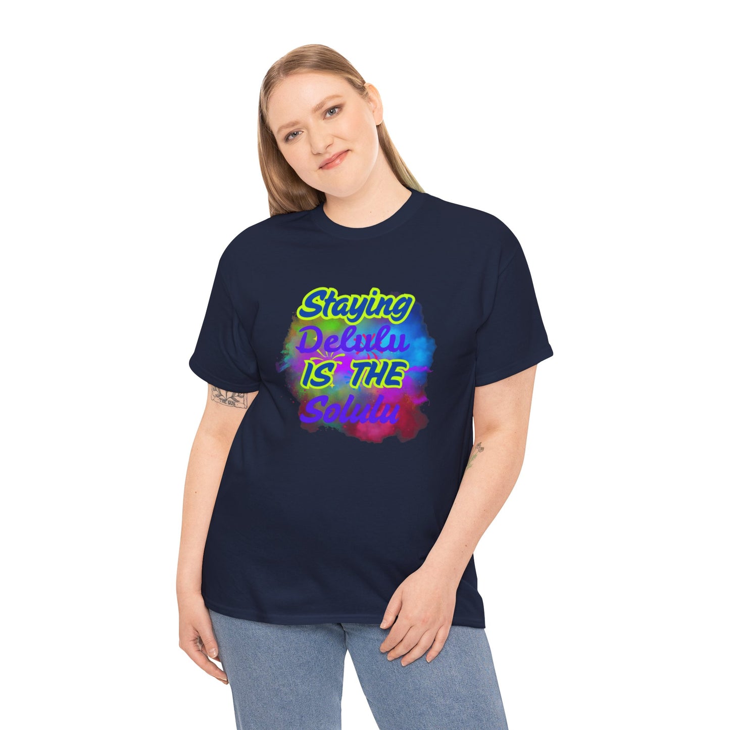 Colorful Staying Delulu Unisex Heavy Cotton Tee - Fun and Relaxed Vibe