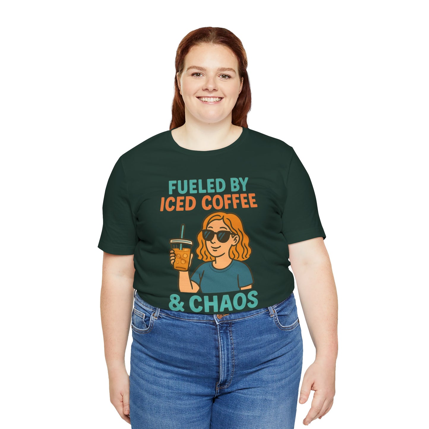 Fueled by Iced Coffee Unisex Tee, Summer Vibe Shirt, Coffee Lover Gift, Casual Wear, Gift for Friends, Funny Graphic Tee