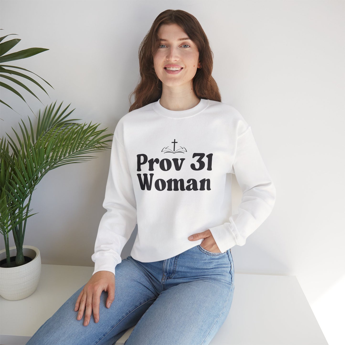 Faith-Inspired Unisex Crewneck Sweatshirt, Prov 31 Woman Gift, Cozy Apparel, Christian Fashion, Spirituality, Everyday Wear