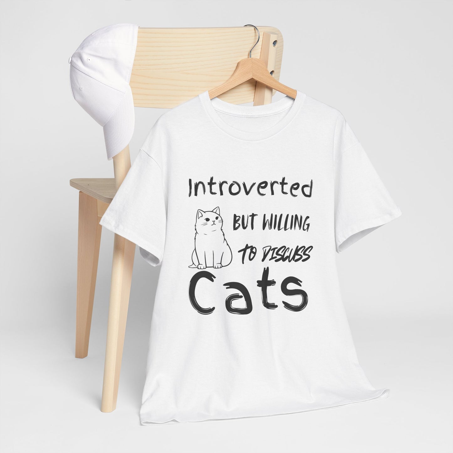 Introverted Cat Lover Unisex Heavy Cotton Tee - Perfect Gift for Cat Enthusiasts