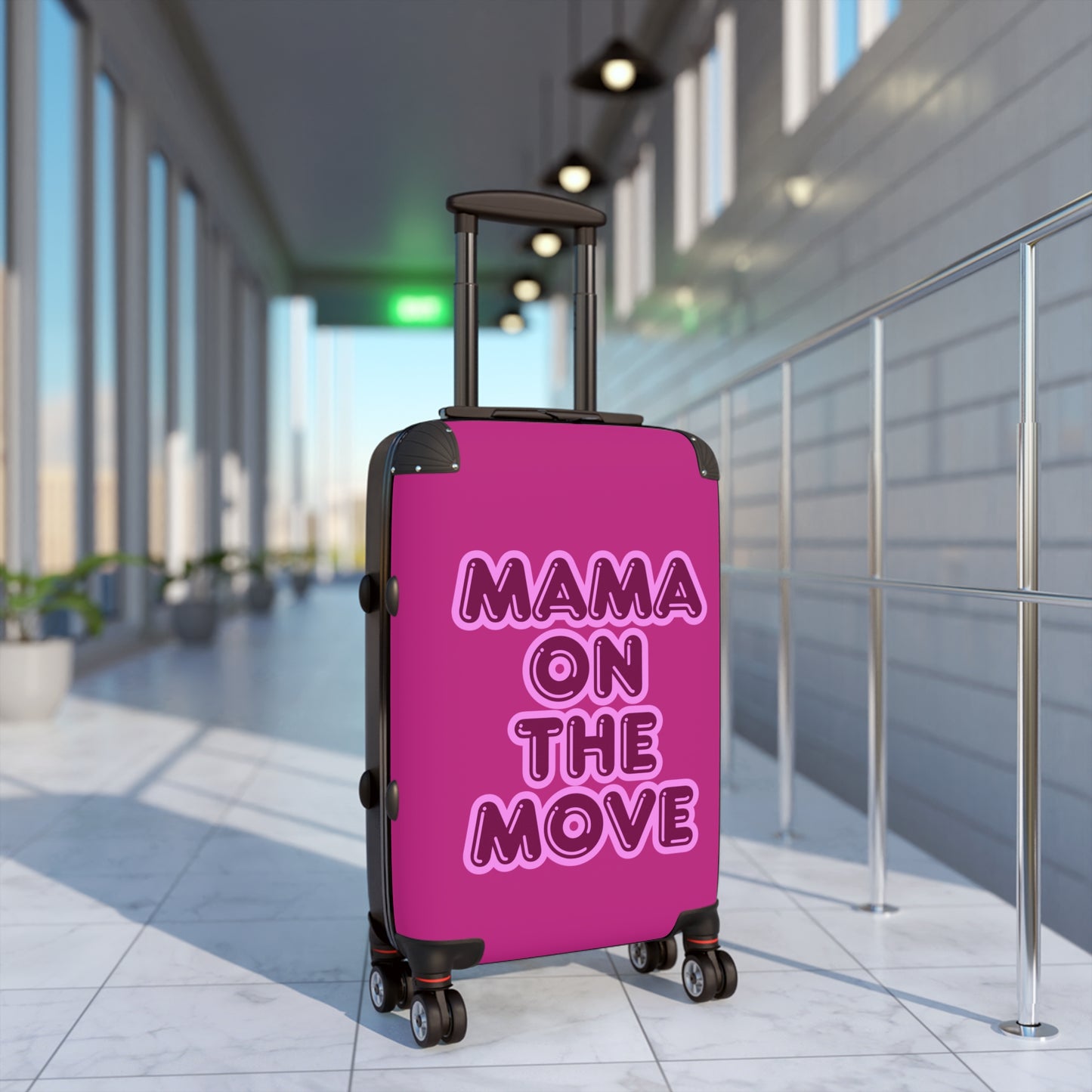 Pink Stylish Travel Suitcase - 'Mama On The Move' Luggage for Moms on the Go