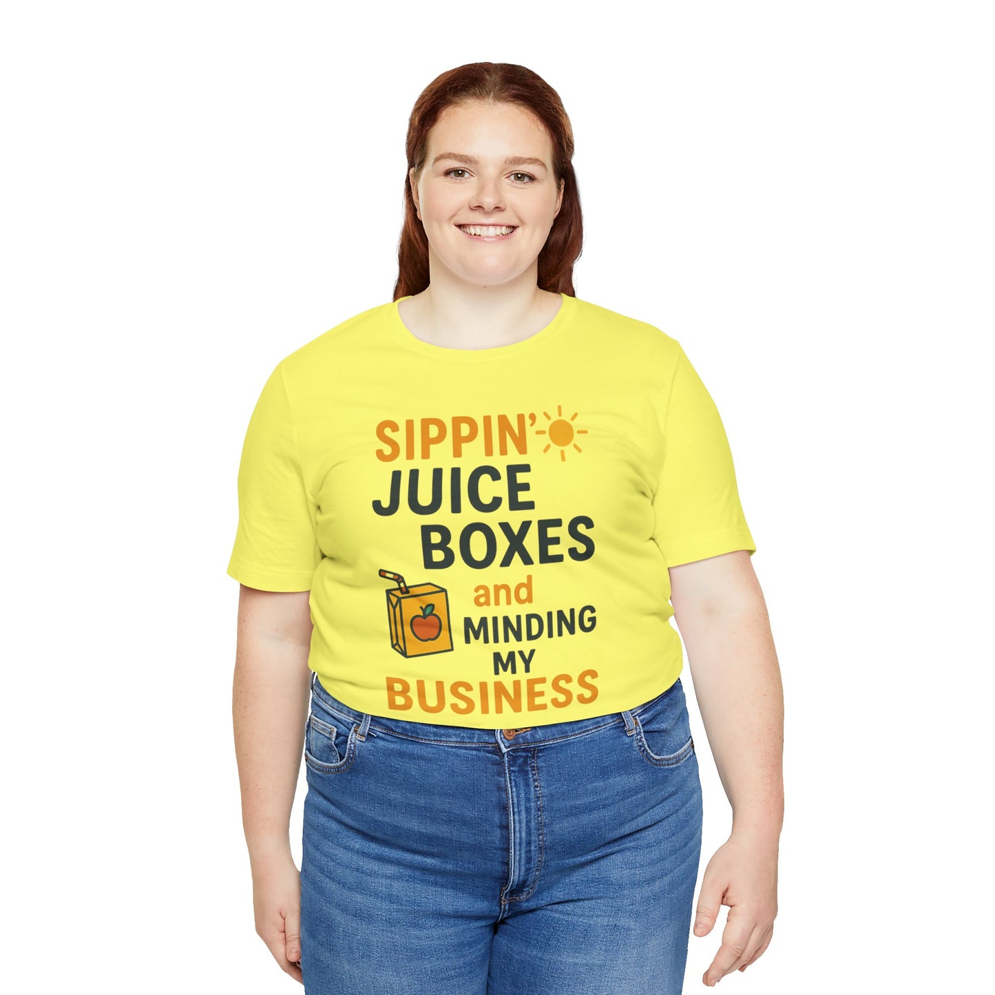 Sippin' Juice Boxes Graphic Tee, Fun Summer Shirt, Cute Gift for Kids, Playful Family Outing Top, Refreshing Summer Attire