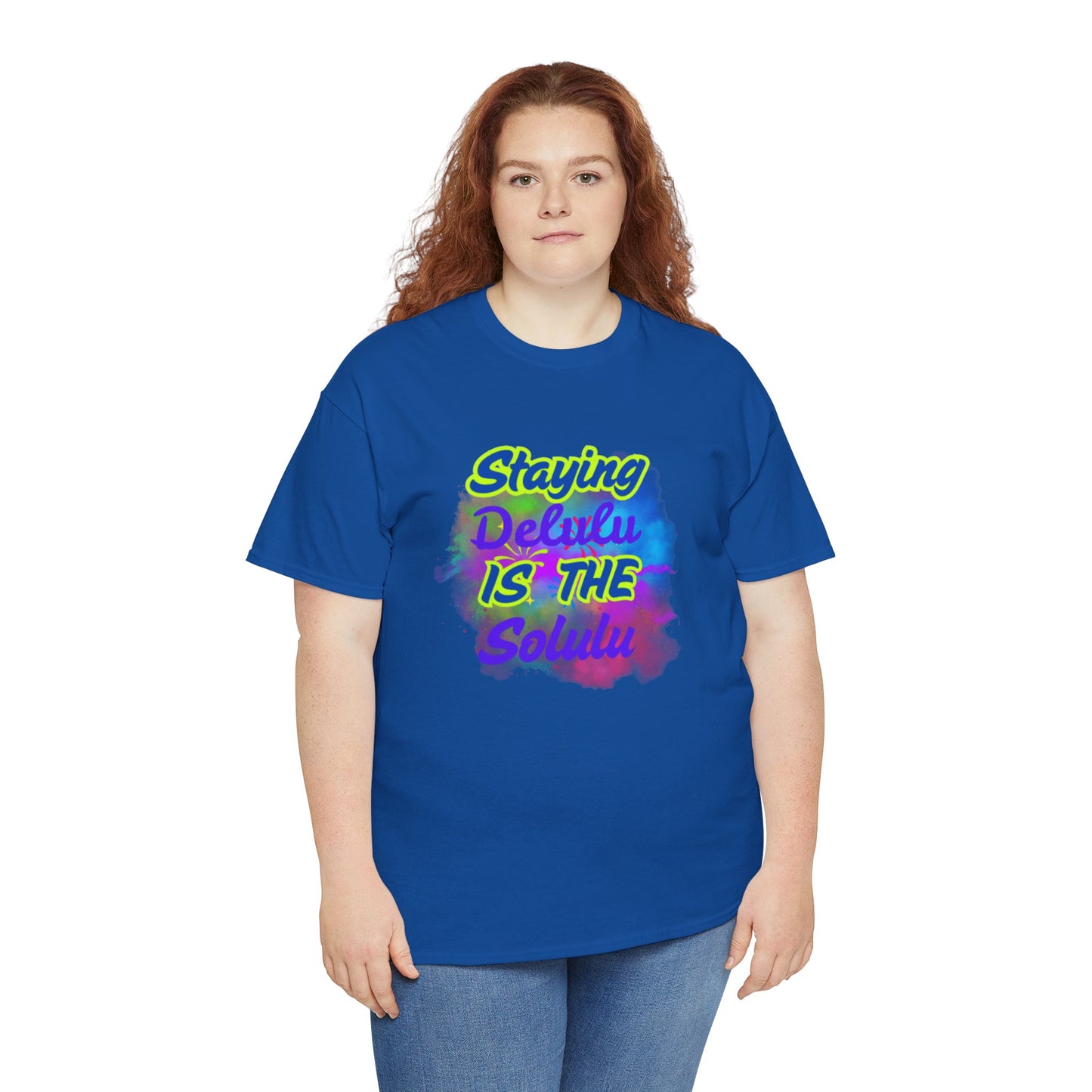 Colorful Staying Delulu Unisex Heavy Cotton Tee - Fun and Relaxed Vibe