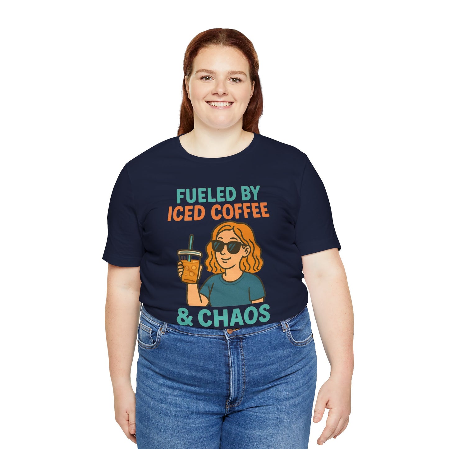 Fueled by Iced Coffee Unisex Tee, Summer Vibe Shirt, Coffee Lover Gift, Casual Wear, Gift for Friends, Funny Graphic Tee