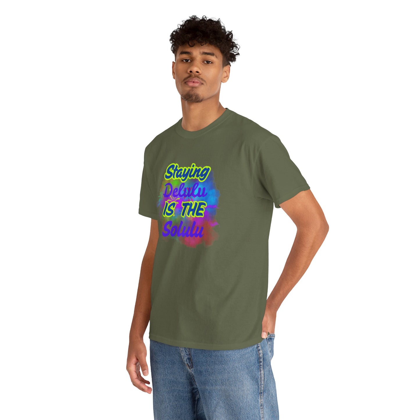 Colorful Staying Delulu Unisex Heavy Cotton Tee - Fun and Relaxed Vibe