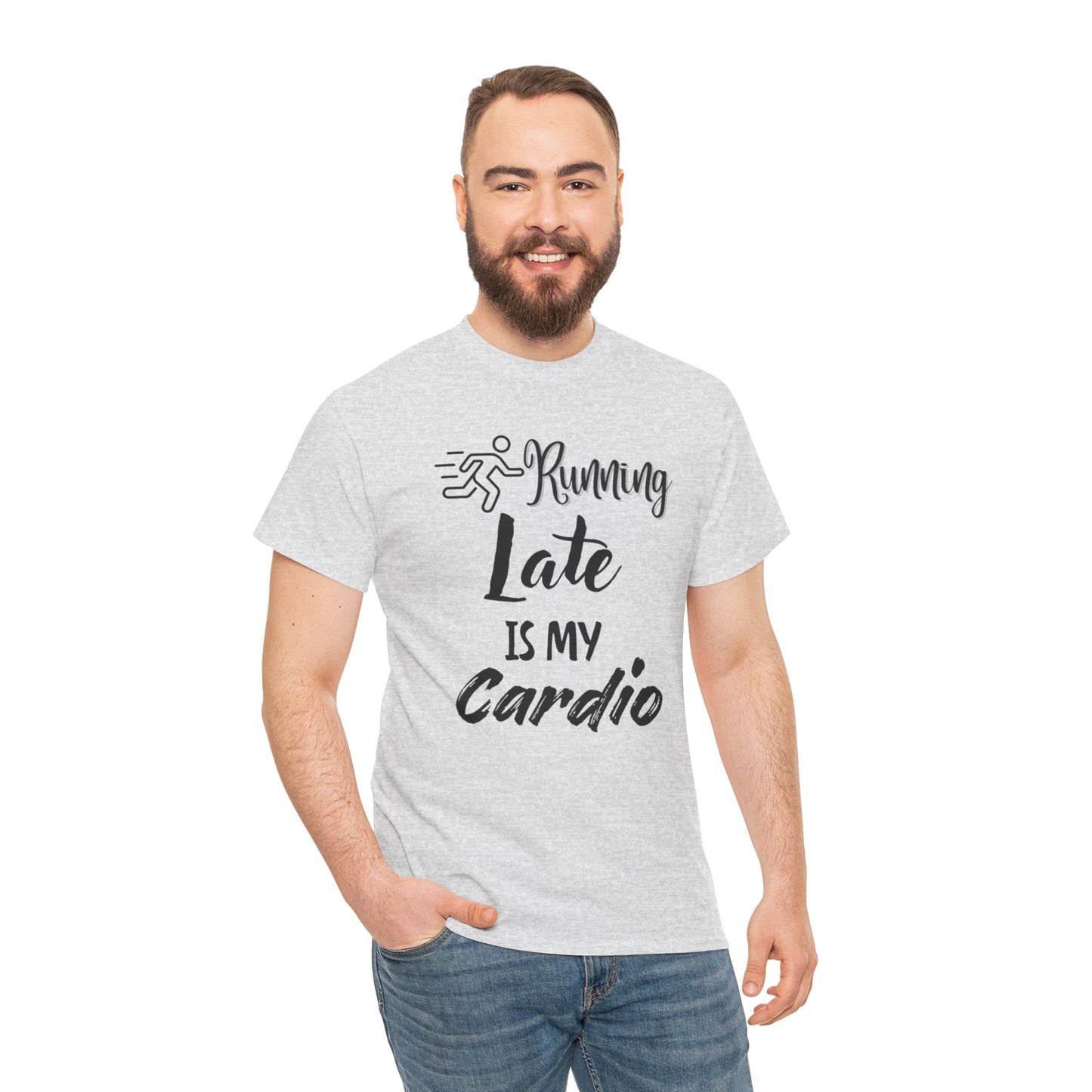 Running Late Is My Cardio Unisex Heavy Cotton Tee -Men