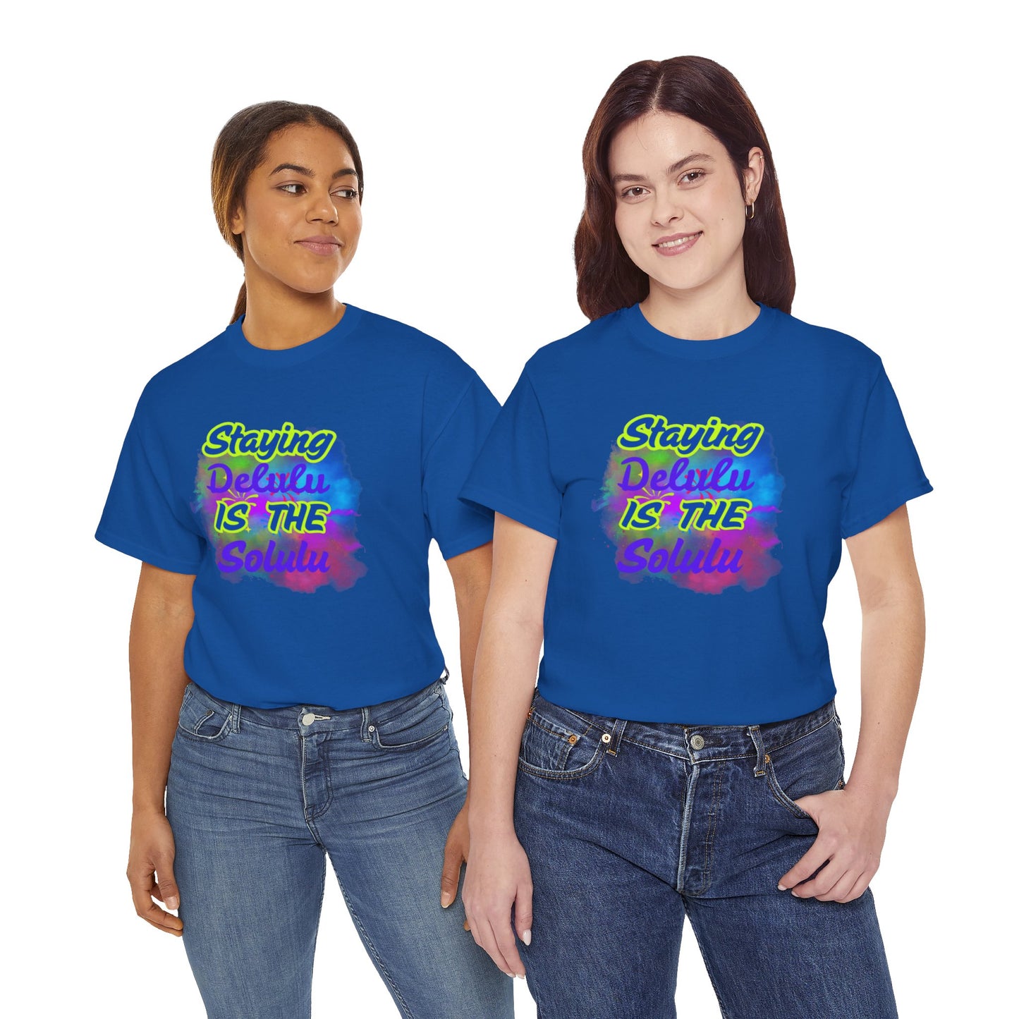 Colorful Staying Delulu Unisex Heavy Cotton Tee - Fun and Relaxed Vibe