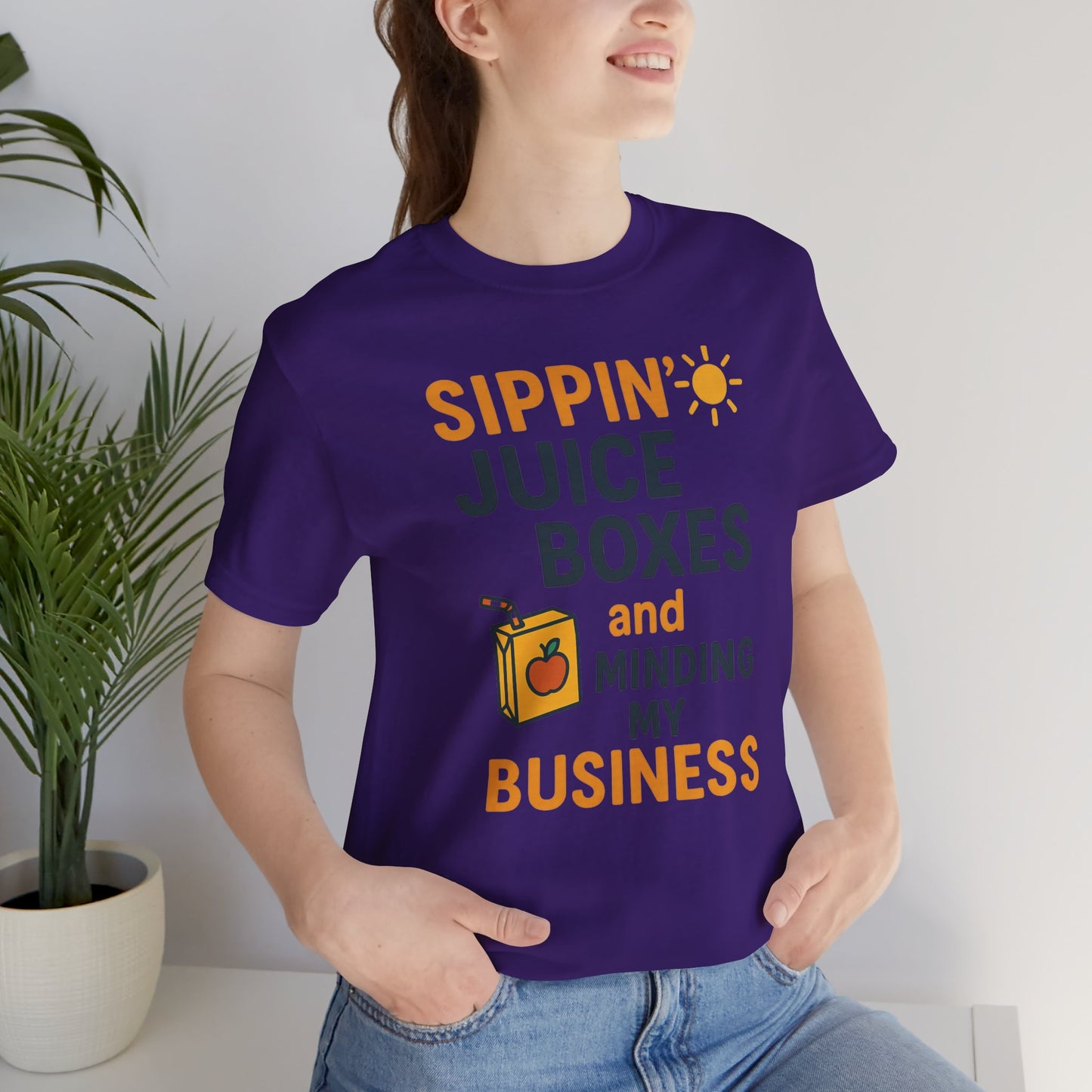 Sippin' Juice Boxes Graphic Tee, Fun Summer Shirt, Cute Gift for Kids, Playful Family Outing Top, Refreshing Summer Attire