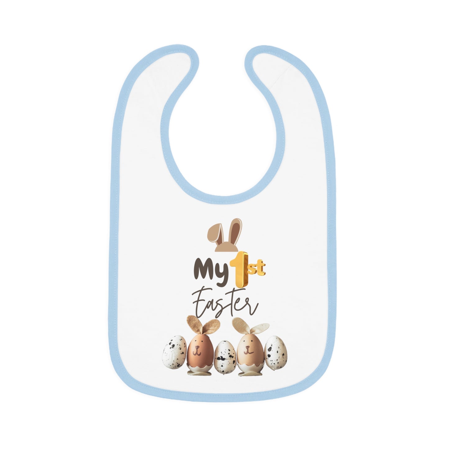 My 1st Easter Baby Bib - Cute Contrast Trim Jersey Bib for Newborns