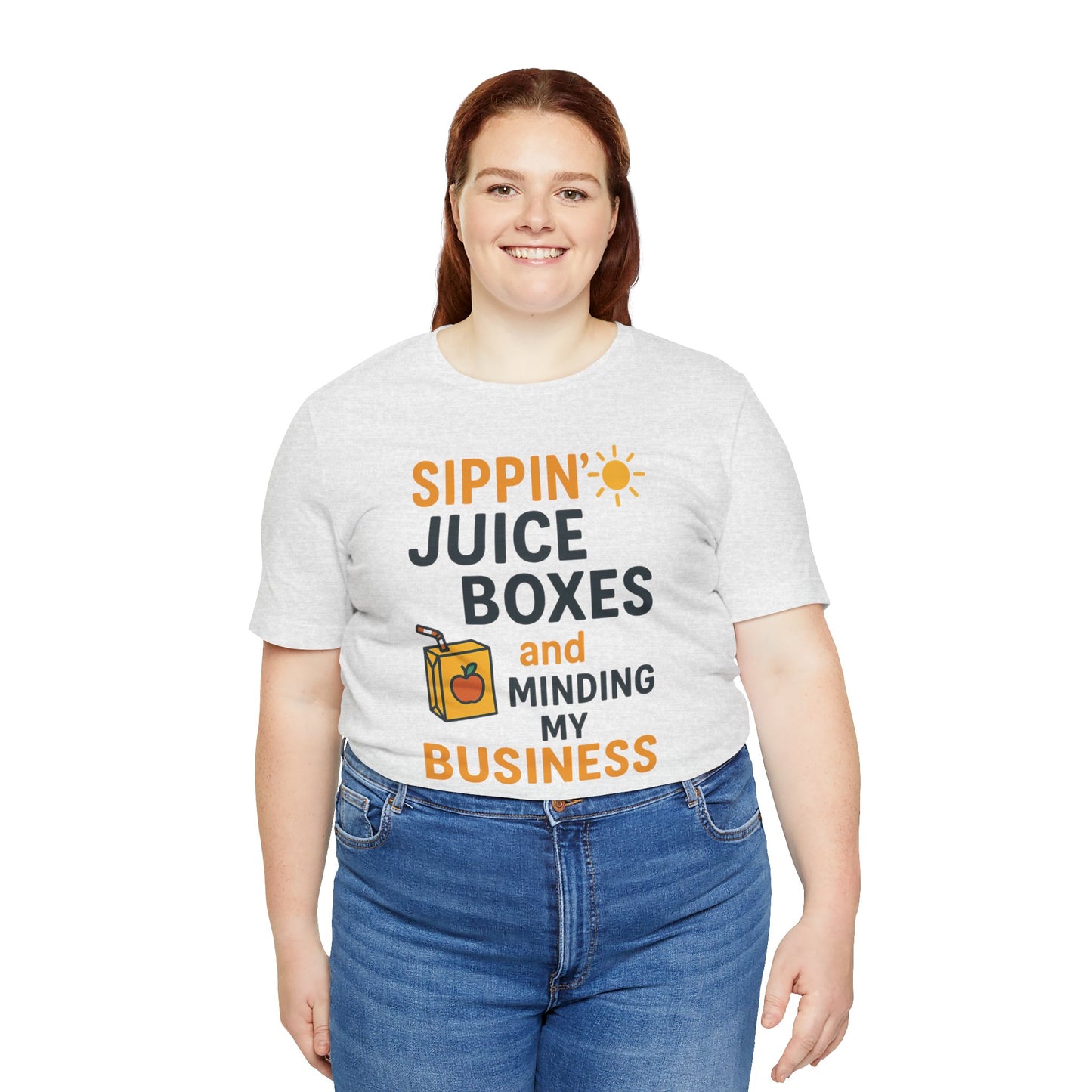 Sippin' Juice Boxes Graphic Tee, Fun Summer Shirt, Cute Gift for Kids, Playful Family Outing Top, Refreshing Summer Attire