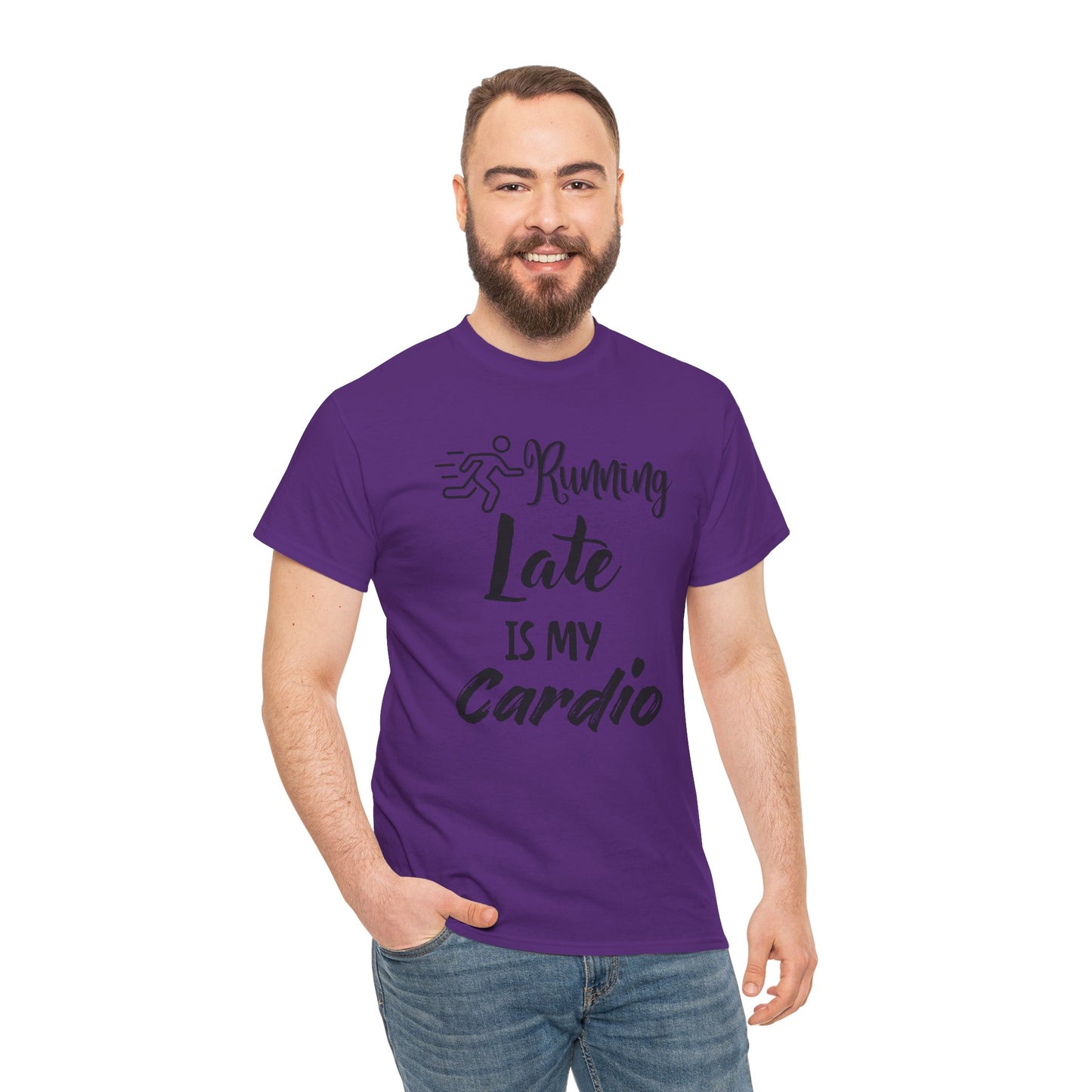 Running Late Is My Cardio Unisex Heavy Cotton Tee -Men