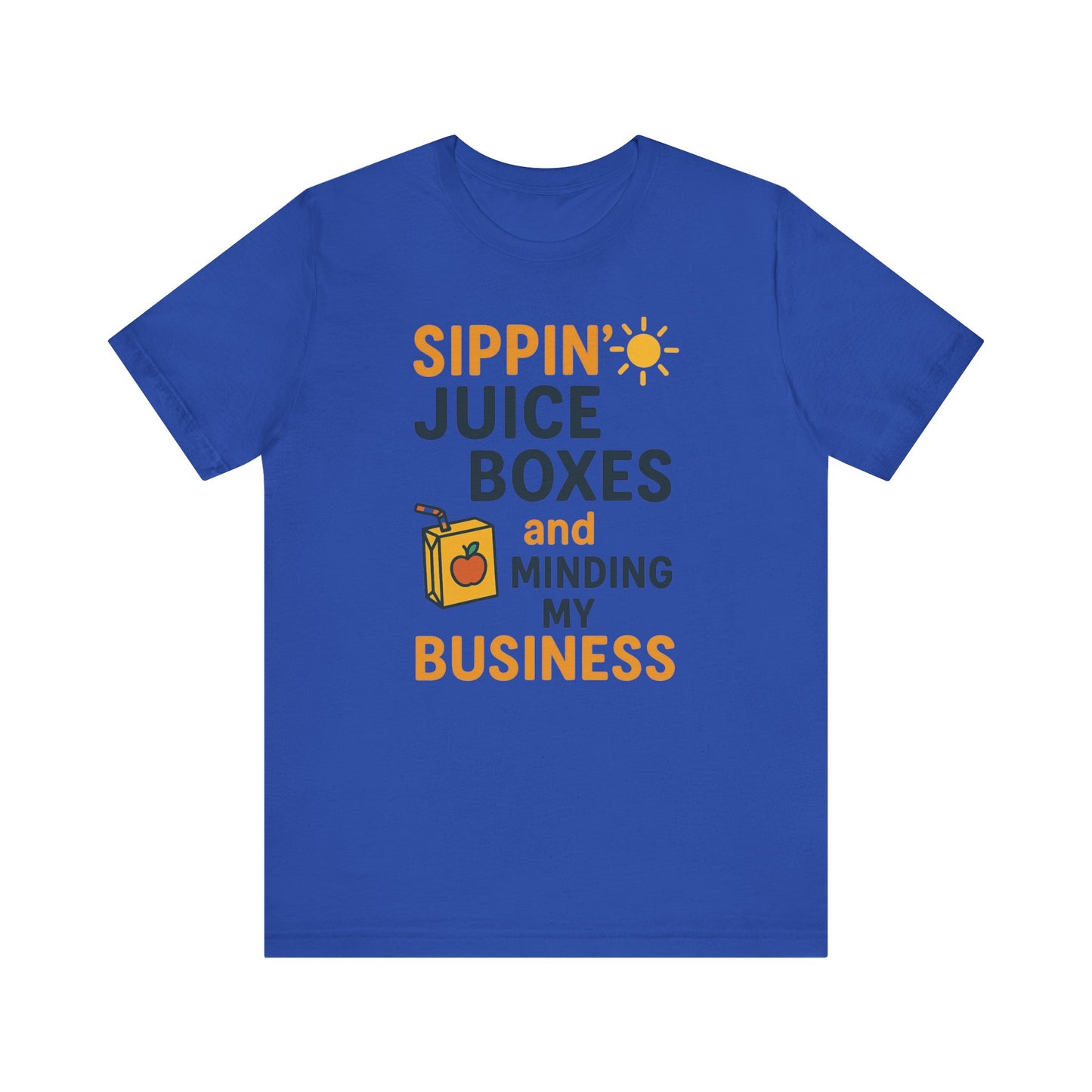 Sippin' Juice Boxes Graphic Tee, Fun Summer Shirt, Cute Gift for Kids, Playful Family Outing Top, Refreshing Summer Attire