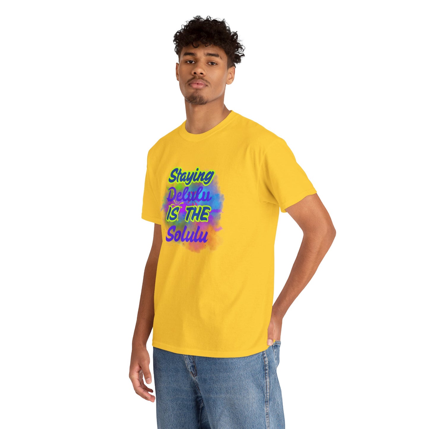 Colorful Staying Delulu Unisex Heavy Cotton Tee - Fun and Relaxed Vibe