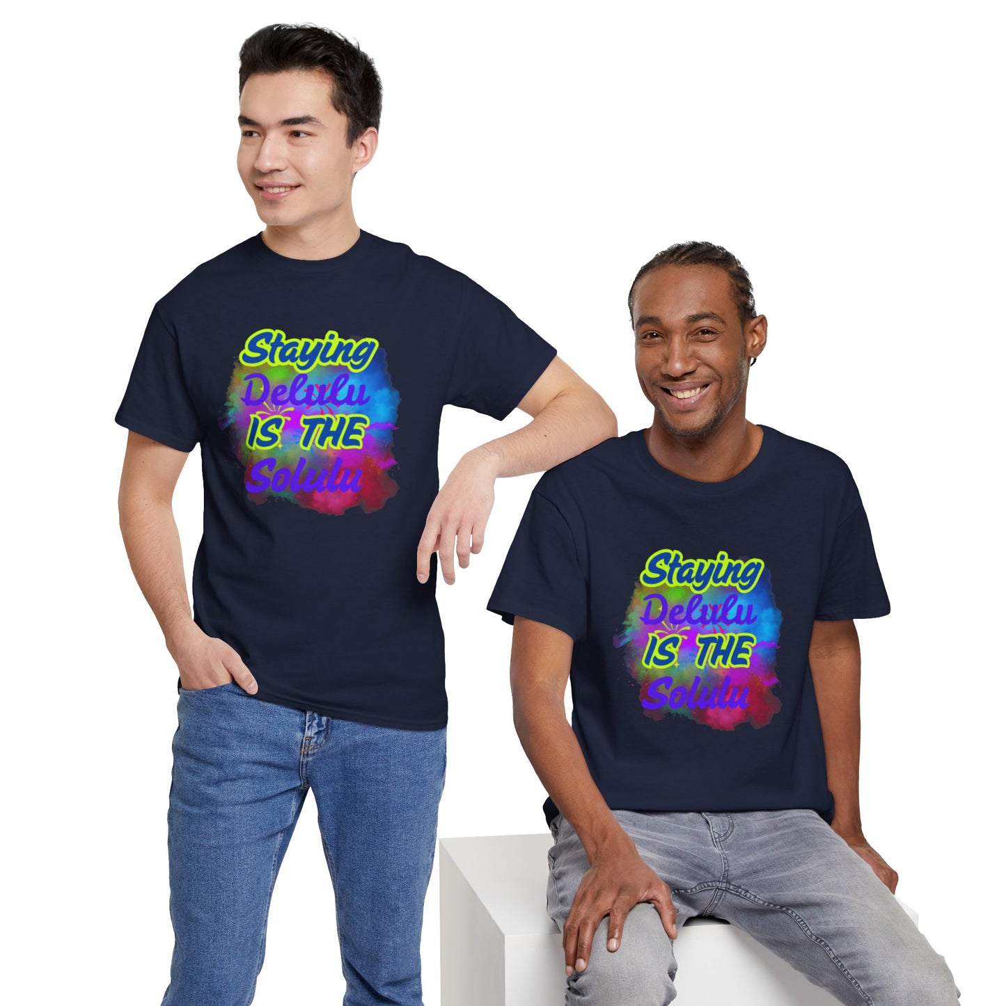 Colorful Staying Delulu Unisex Heavy Cotton Tee - Fun and Relaxed Vibe