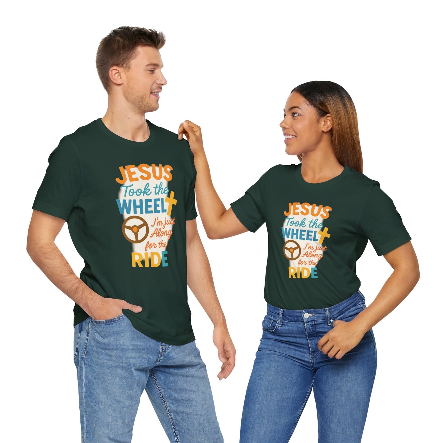 Jesus Took the Wheel Tee, Christian Shirt for Faith, Spiritual Gifts, Inspirational Top, Casual Wear, Religious Apparel