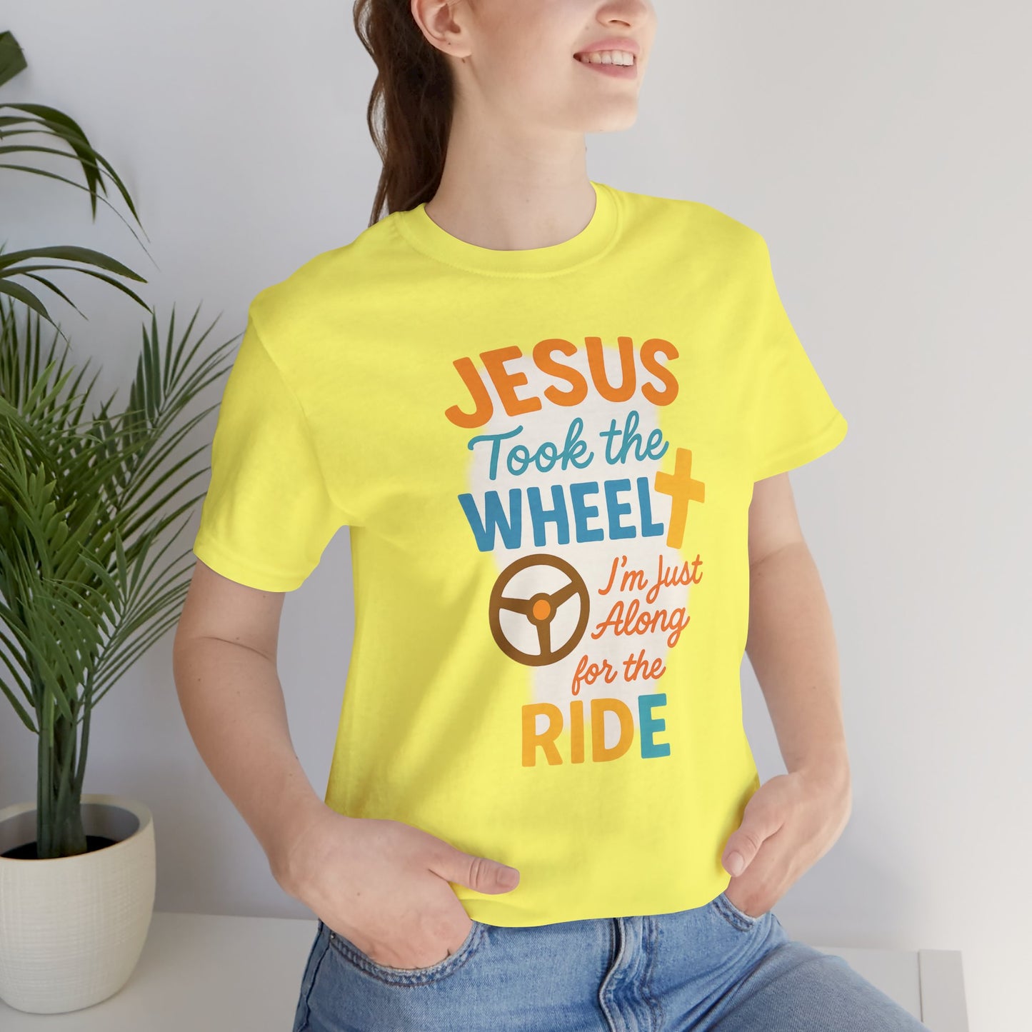 Jesus Took the Wheel Tee, Christian Shirt for Faith, Spiritual Gifts, Inspirational Top, Casual Wear, Religious Apparel