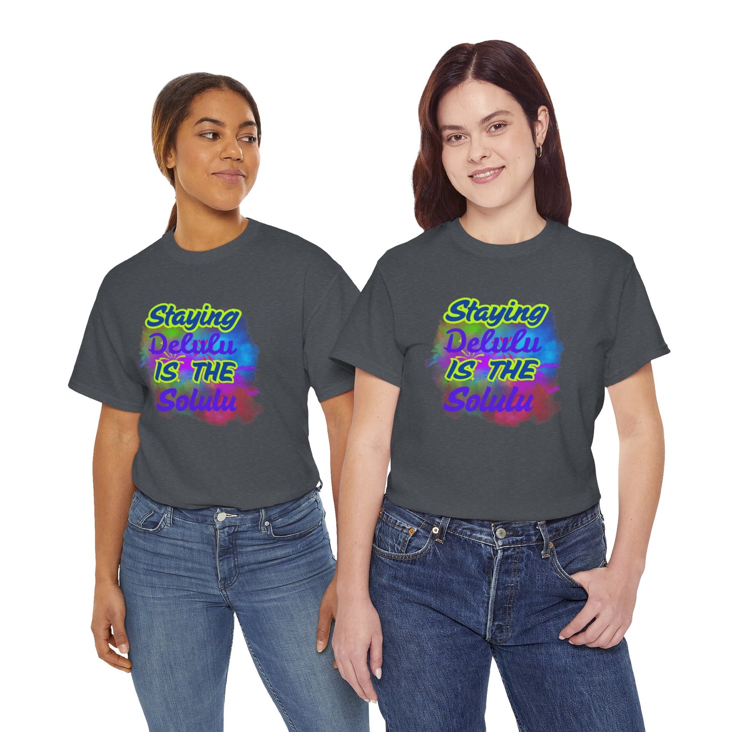 Colorful Staying Delulu Unisex Heavy Cotton Tee - Fun and Relaxed Vibe