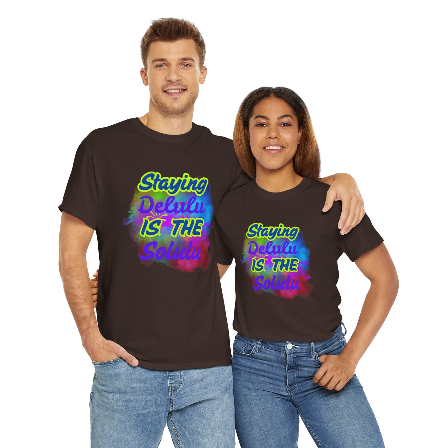 Colorful Staying Delulu Unisex Heavy Cotton Tee - Fun and Relaxed Vibe