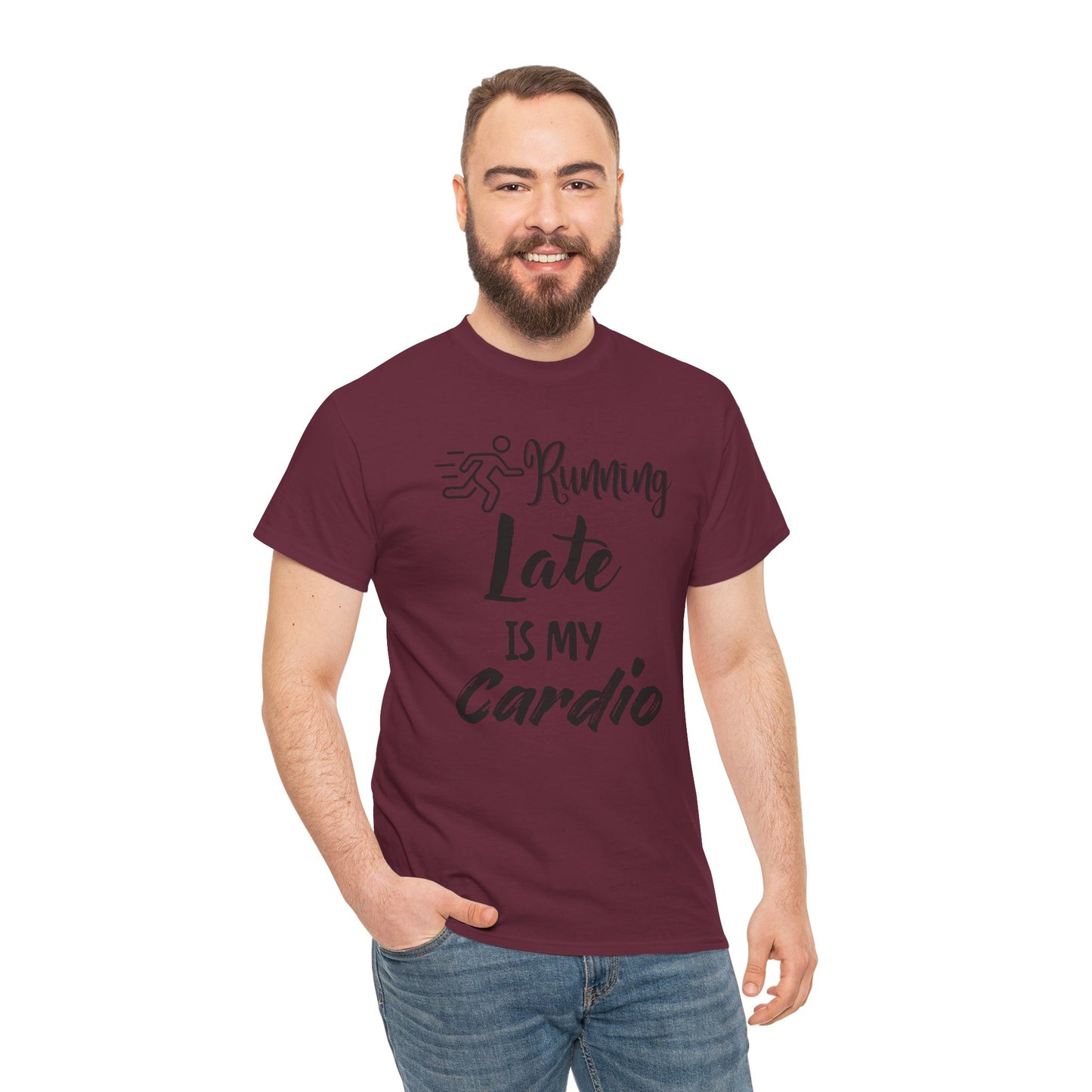 Running Late Is My Cardio Unisex Heavy Cotton Tee -Men