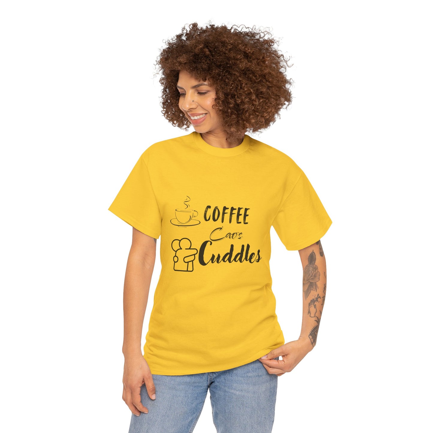 Cozy Coffee Cuddles Unisex Heavy Cotton Tee- Women