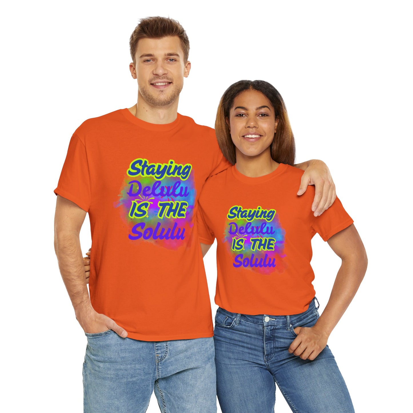 Colorful Staying Delulu Unisex Heavy Cotton Tee - Fun and Relaxed Vibe