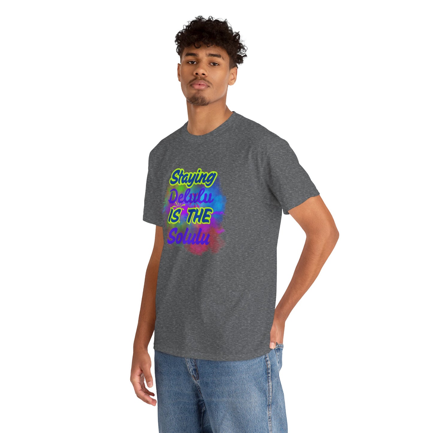 Colorful Staying Delulu Unisex Heavy Cotton Tee - Fun and Relaxed Vibe