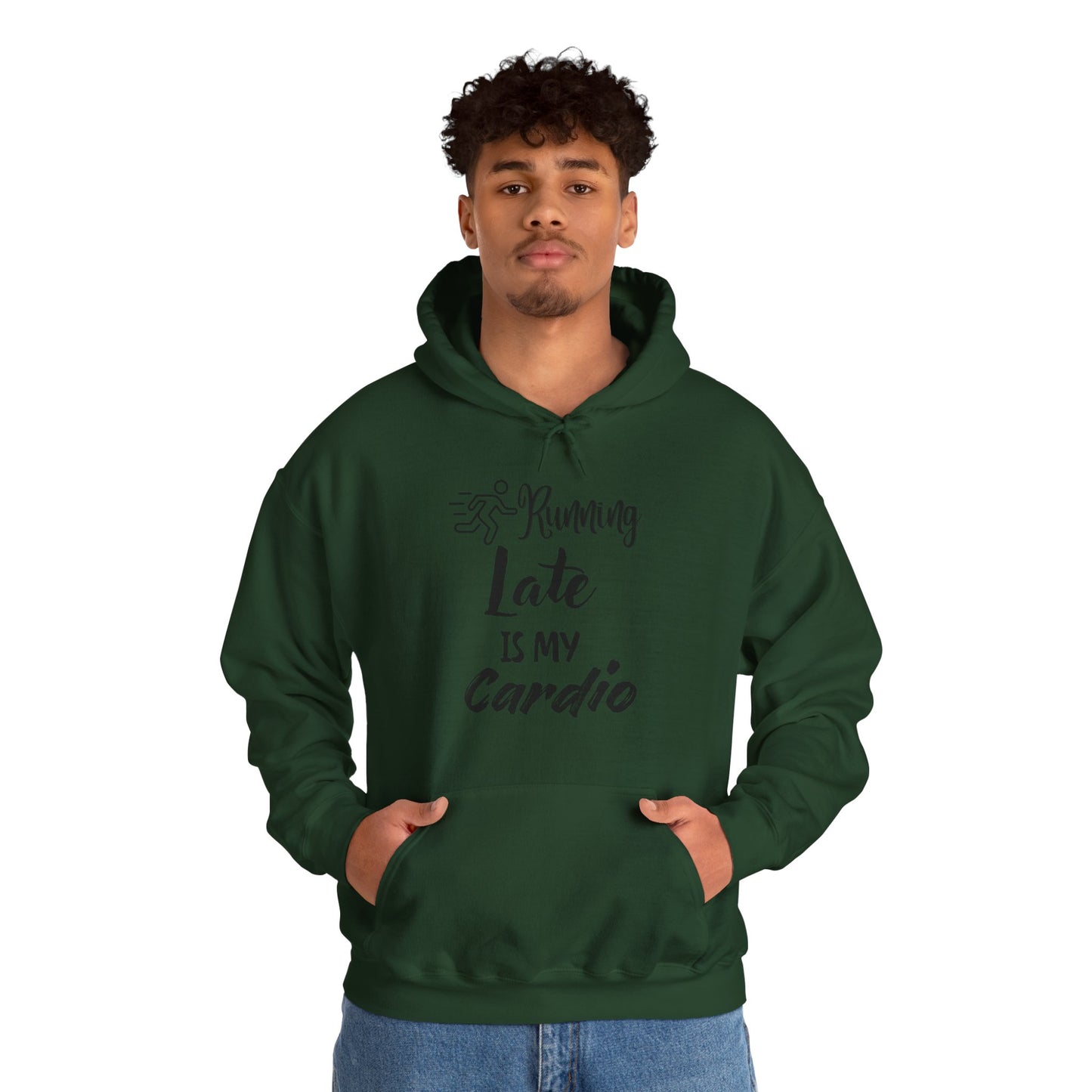 Running Late is My Cardio Hoodie - Unisex Heavy Blend Sweatshirt for Fitness Lovers
