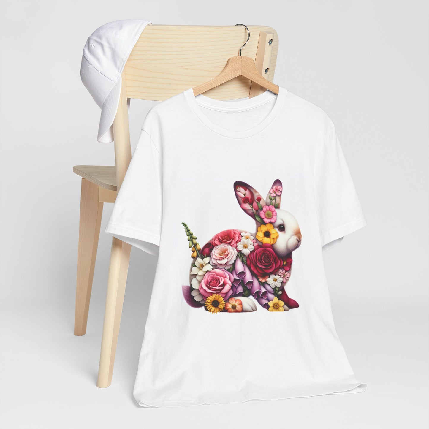 Floral Bunny Unisex T-Shirt, Spring Outfit, Easter Gift, Nature Lover Shirt, Cute Animal Tee, Vintage Floral Graphic Tee