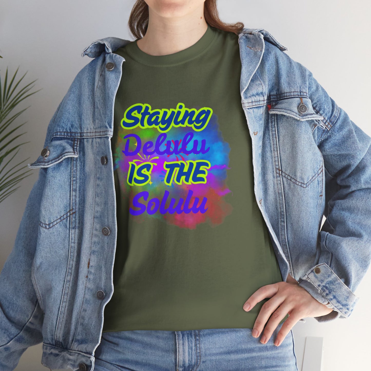 Colorful Staying Delulu Unisex Heavy Cotton Tee - Fun and Relaxed Vibe