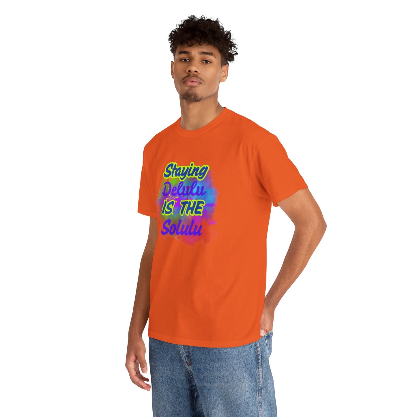Colorful Staying Delulu Unisex Heavy Cotton Tee - Fun and Relaxed Vibe